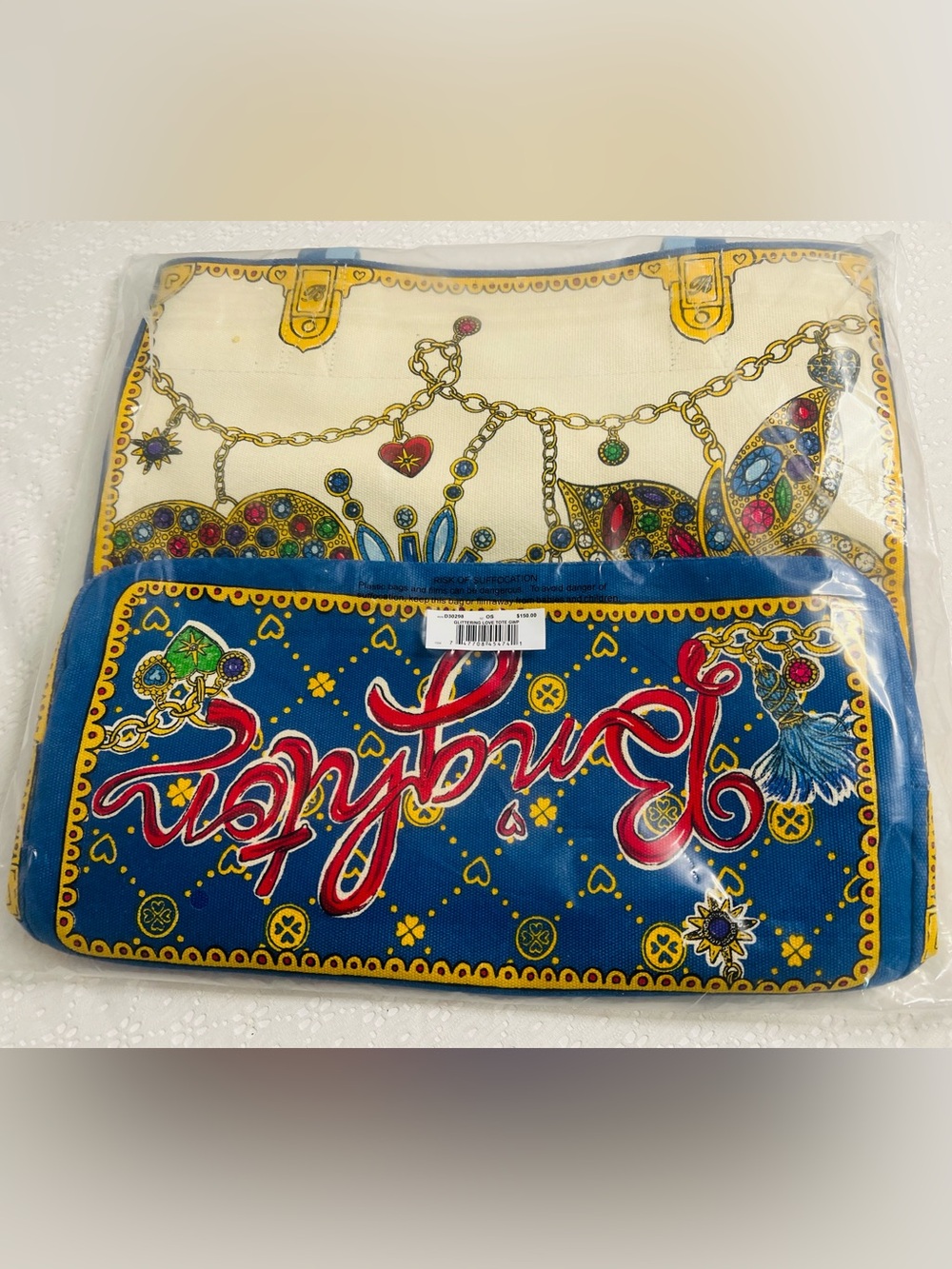 Brighton XL Tote LOVE Glittering Jewels & Hearts Travel Foldable Wide Straps - Picture 4 of 12